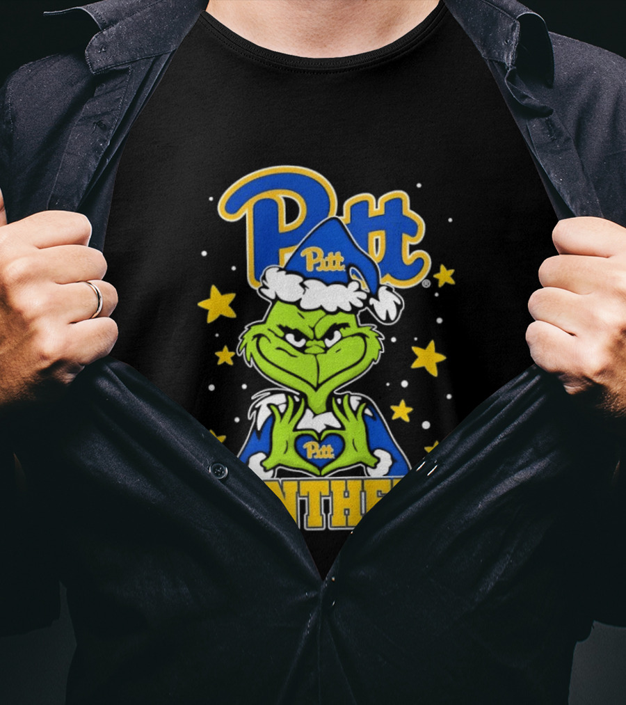 Pitt Panthers The Grinch Heart Hands University Of Pittsburgh T-Shirt