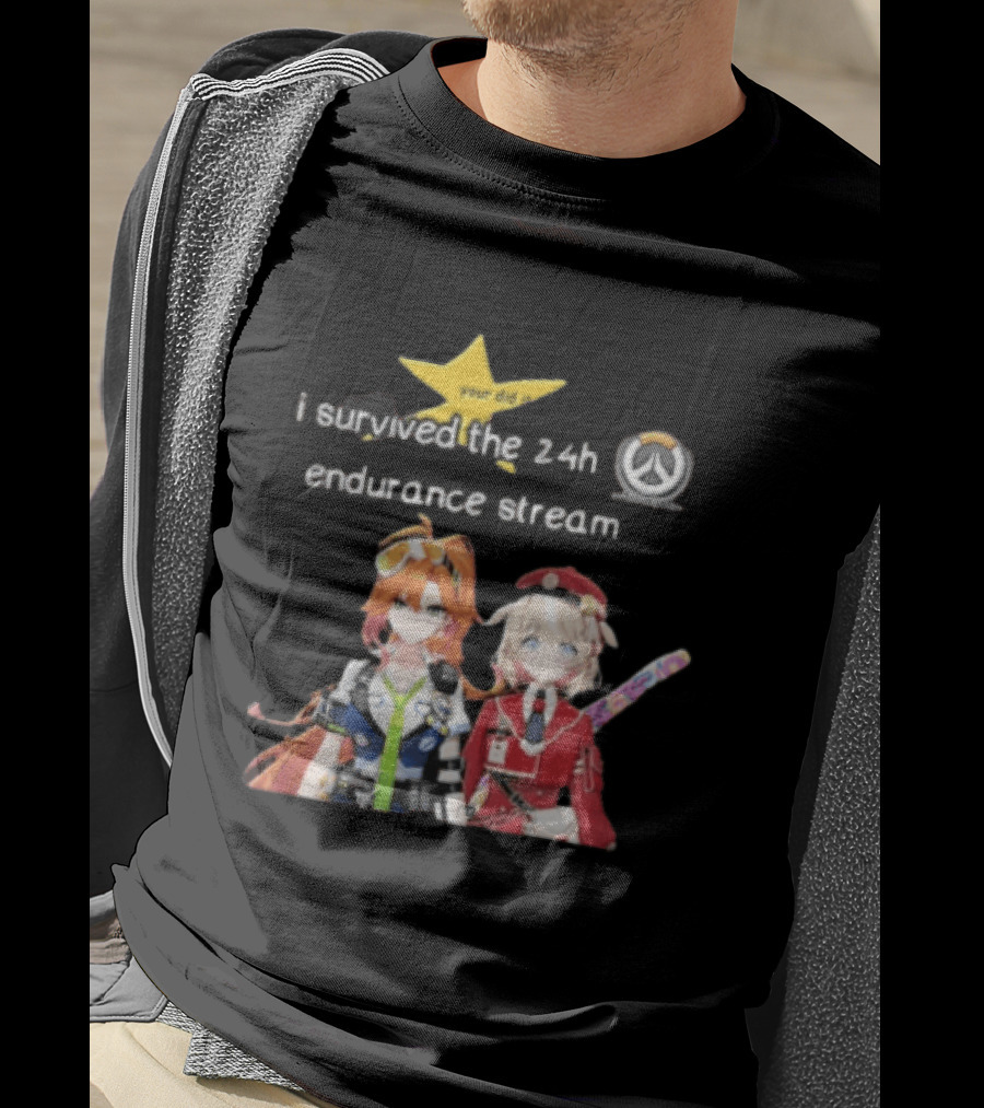 Over I Survived The 24h Endurance Stream Two Anime Girls T-Shirt