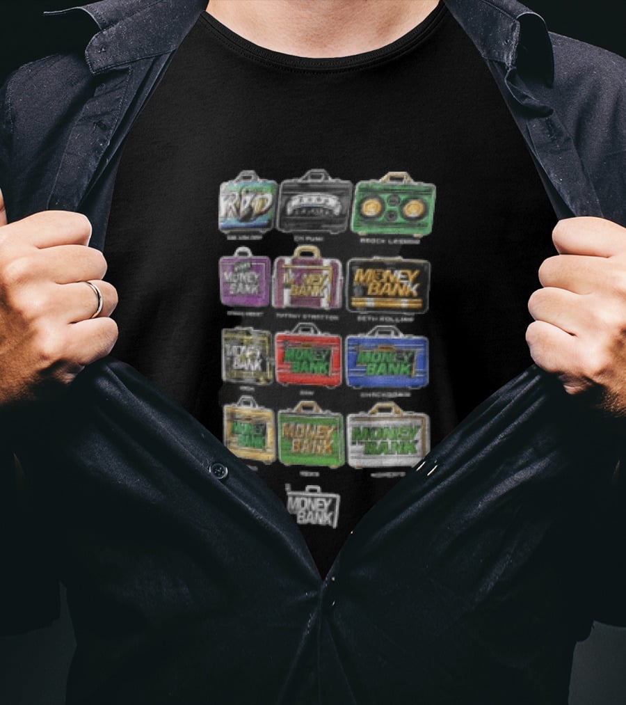 WWE Rob Van Dam CM Punk Brock Lesnar Money In The Bank Briefcases Collection T-Shirt