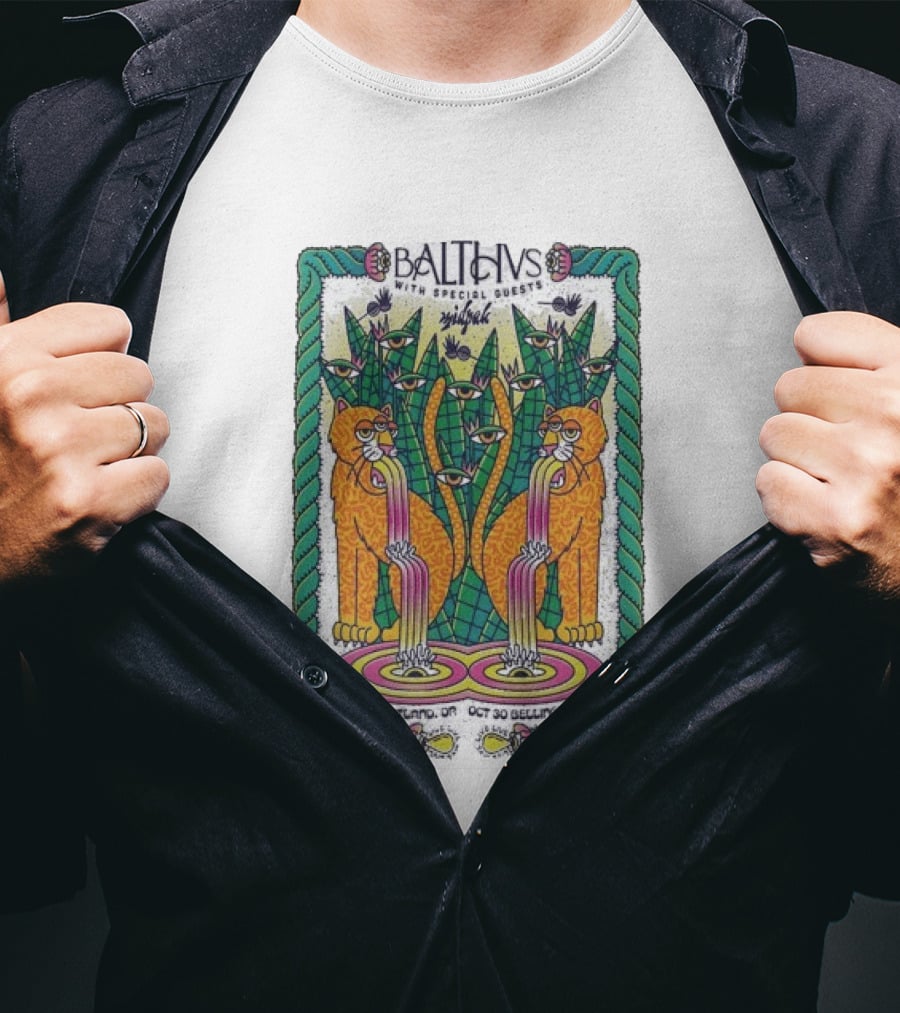Balthvs With Special Guests Midpak October 29 Portland October 30 Bellingham Psychedelic Eye Design With Tigers And Abstract T-Shirt