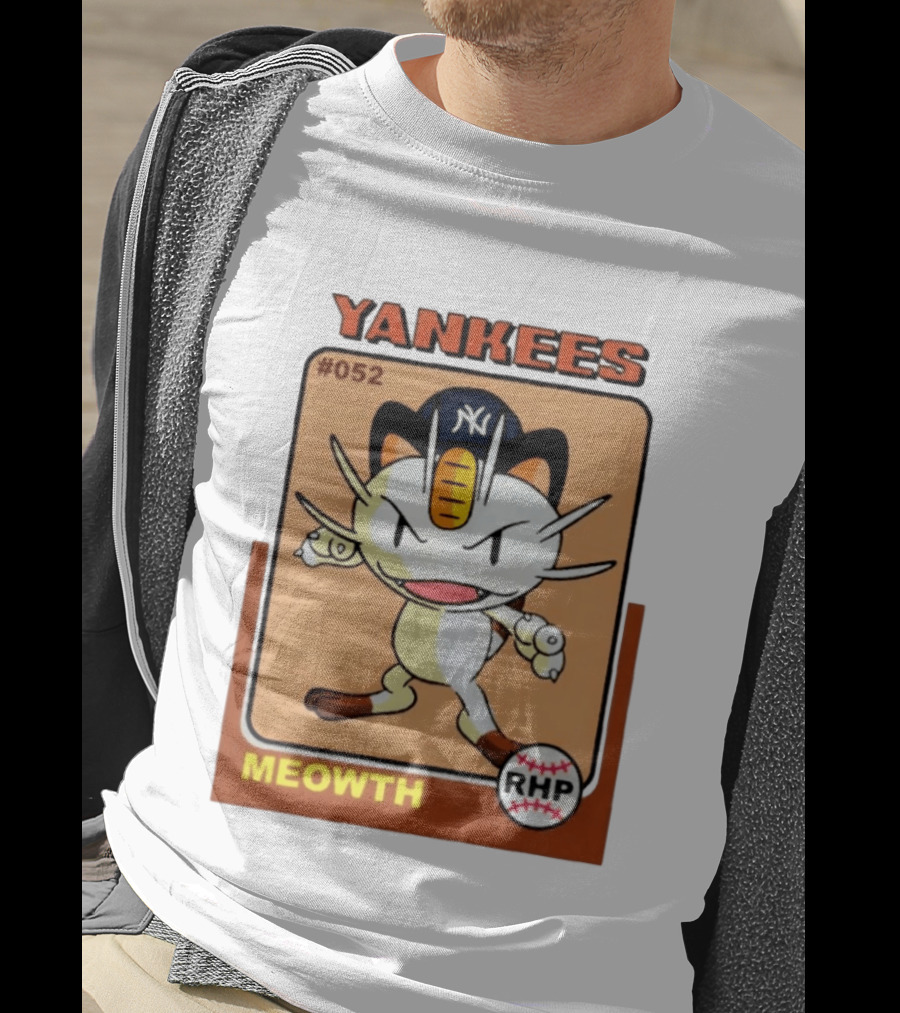 Yankees Meowth #052 RHP Baseball Card T-Shirt