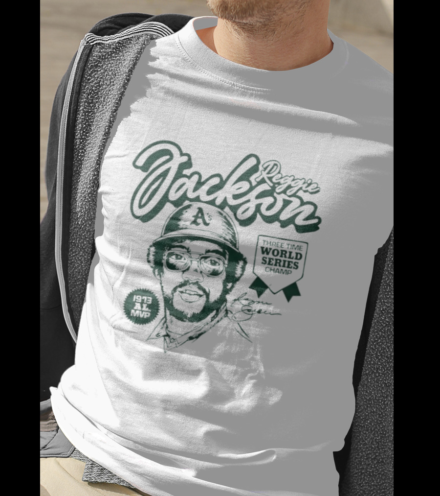 Reggie Jackson Three Time World Series Champ Oakland Athletics Baseball A's T-Shirt
