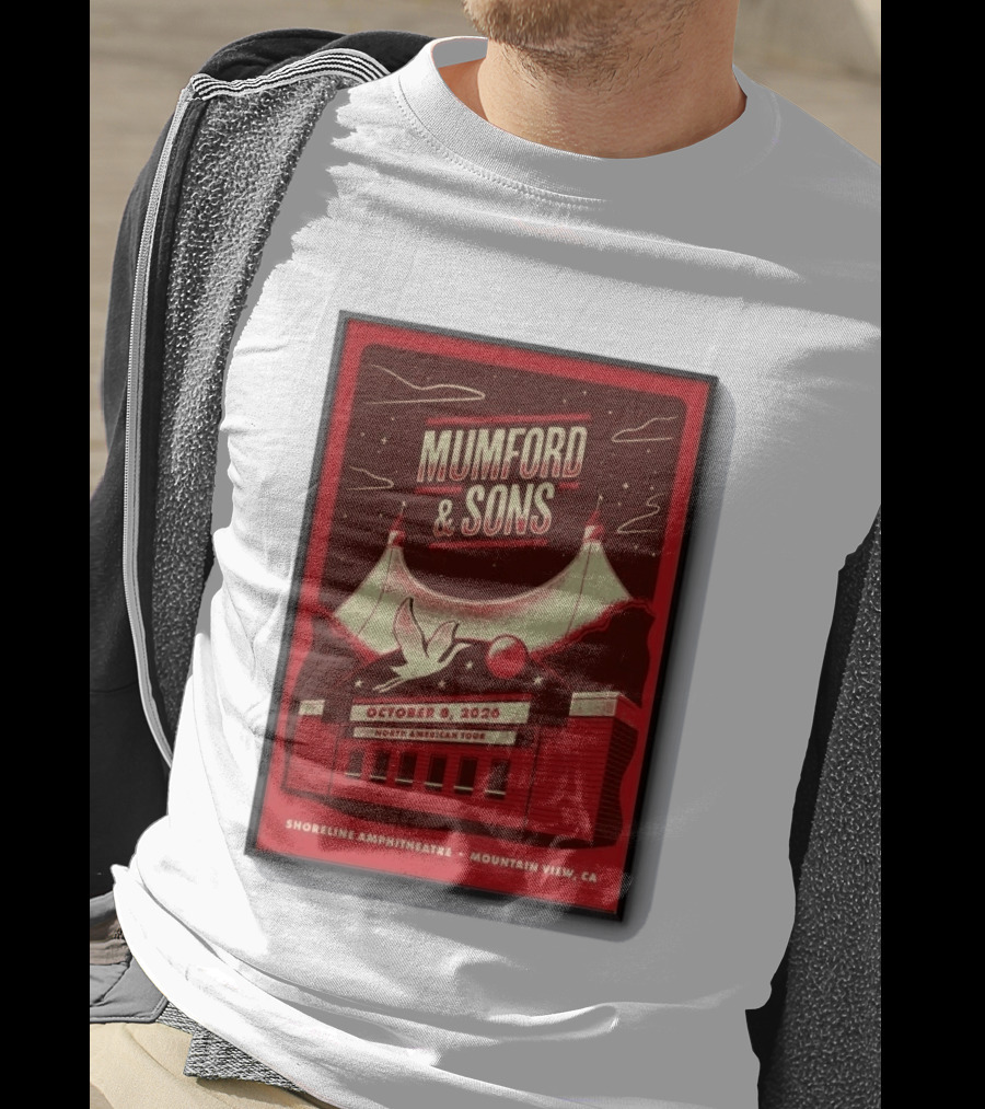 Mumford And Sons North American Tour Shoreline Amphitheatre Mountain View CA October 8 2026 Reprint T-Shirt