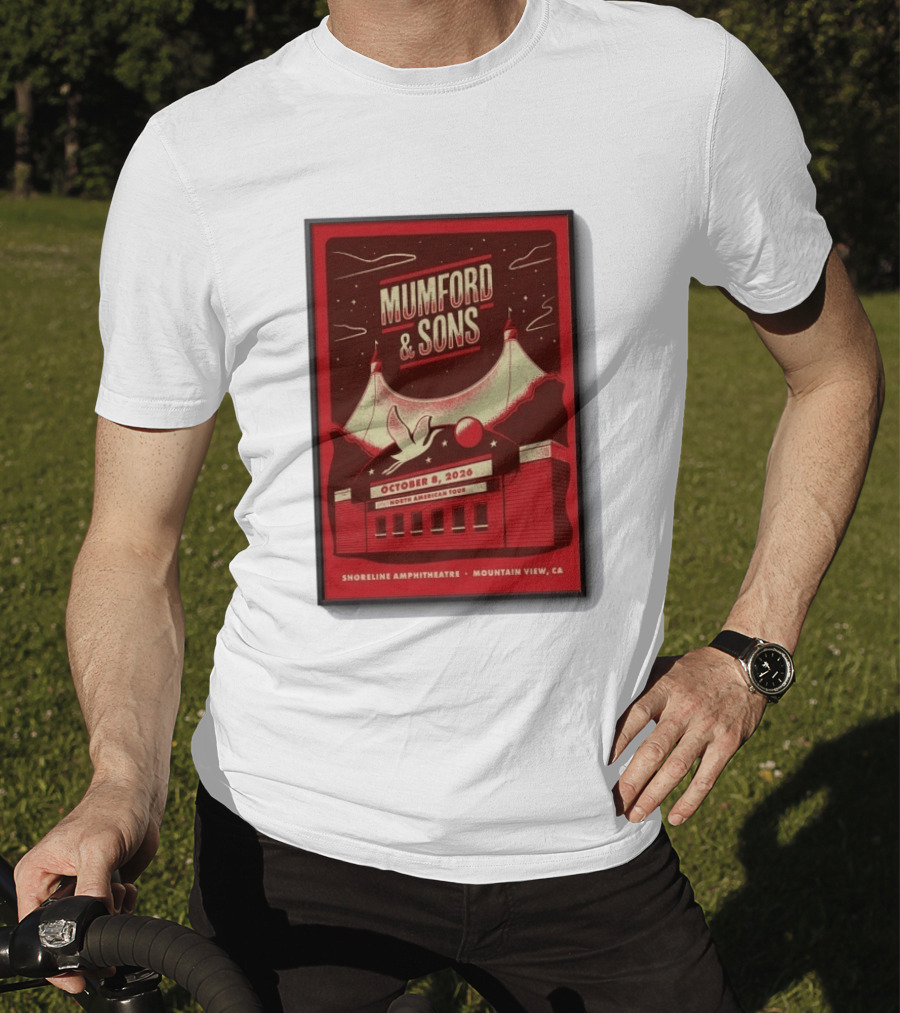 Mumford And Sons North American Tour Shoreline Amphitheatre Mountain View CA October 8 2026 Reprint T-Shirt