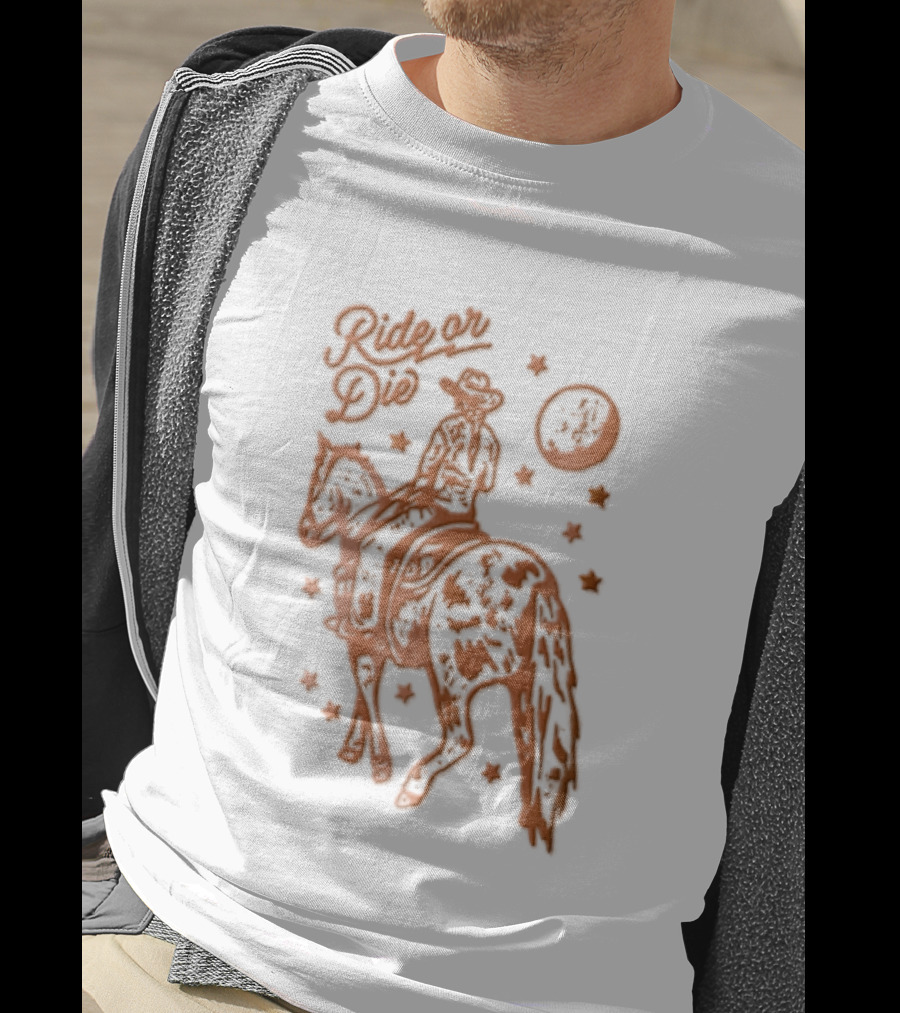 Ride Or Die Cowgirl Horse Under Stars And Moon T-Shirt