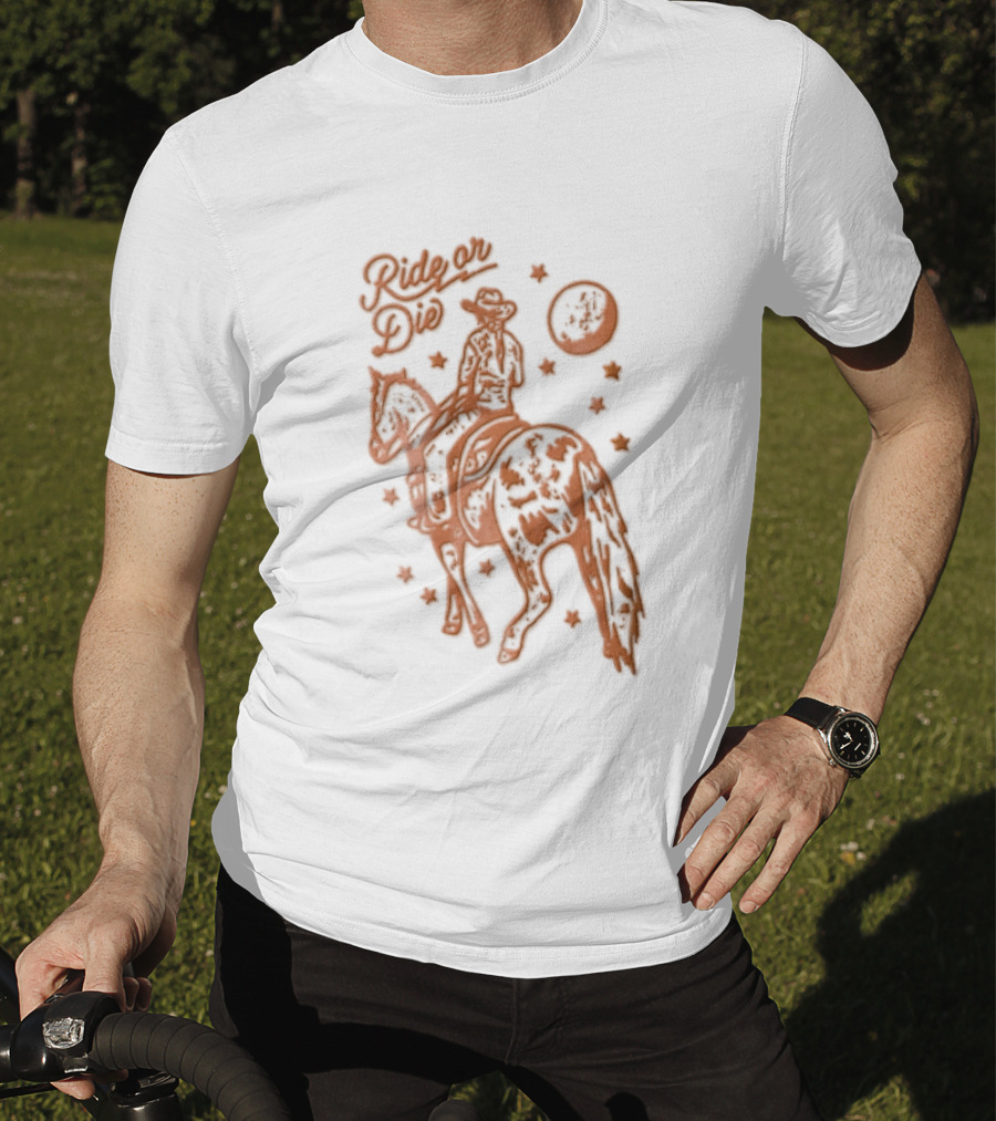 Ride Or Die Cowgirl Horse Under Stars And Moon T-Shirt