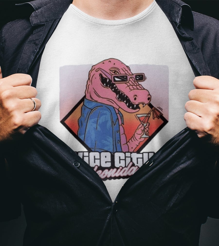 Grand Theft Auto Vice City Leonida Gator With Cocktail Rockstar Games VI T-Shirt
