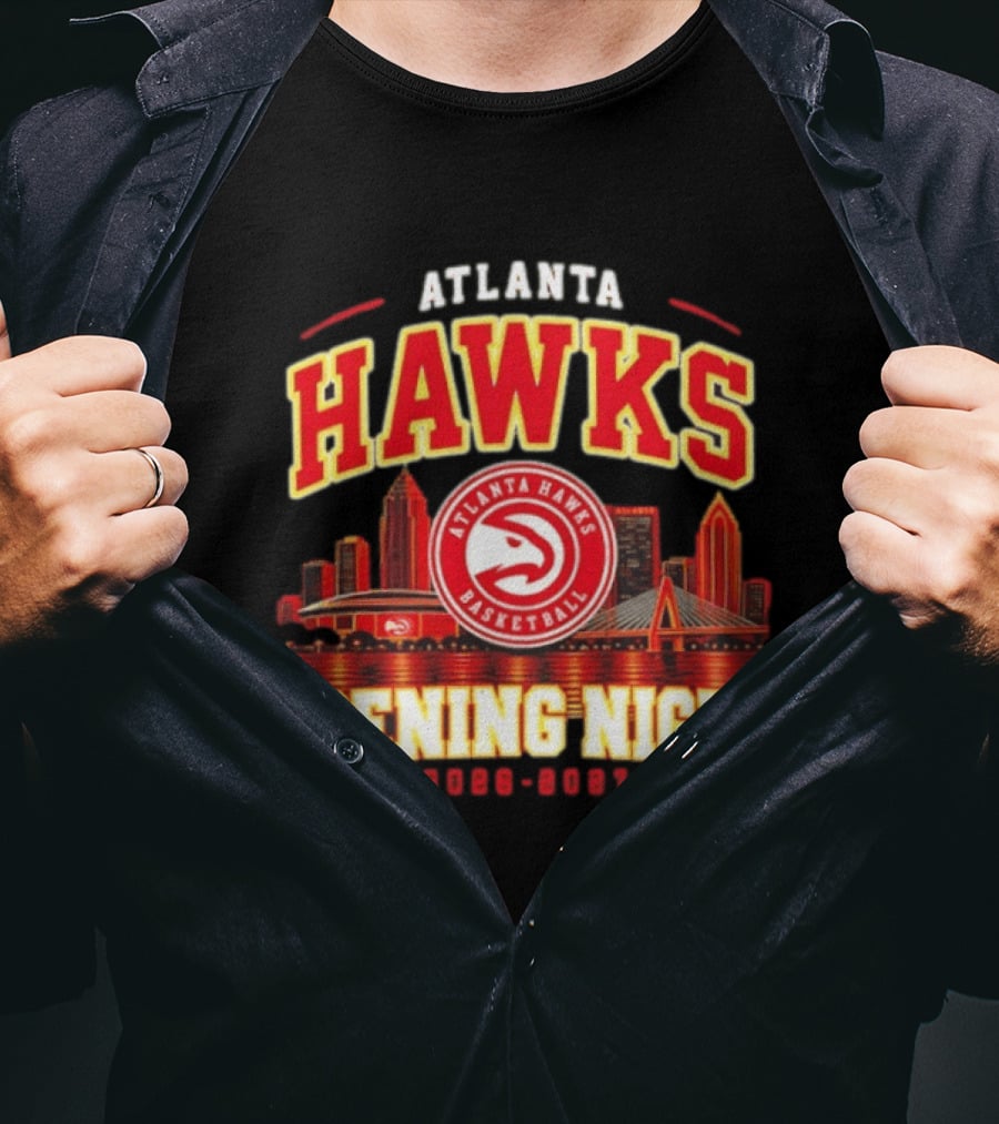 Atlanta Hawks Opening Night 2026 2027 Skyline Basketball T-Shirt