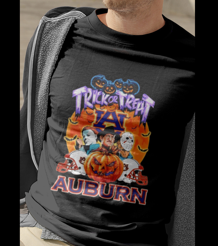 Auburn Tigers Halloween Trick Or Treat Horror Characters 2026 T-Shirt