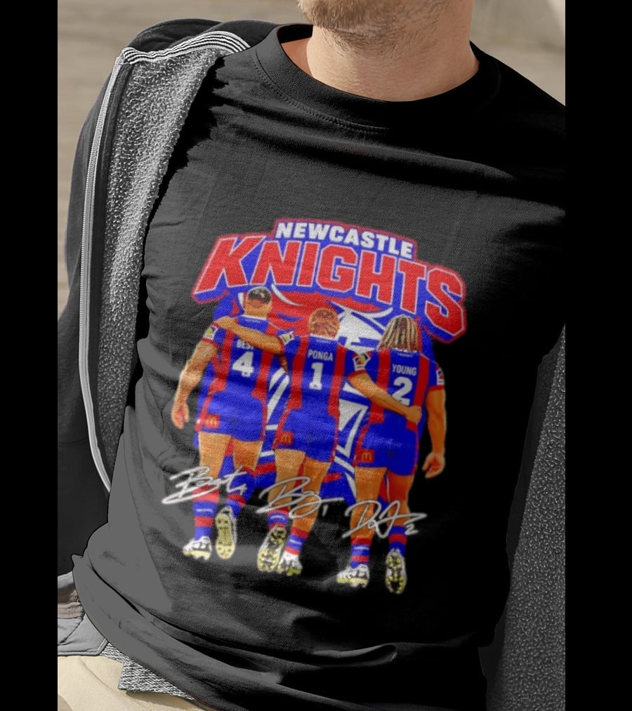 Newcastle Knights Best Ponga Young Football Signatures T-Shirt