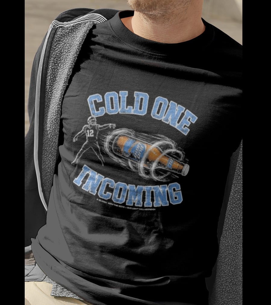 Bussin' With The Boys Bud Light Cold One Incoming Football Player Holding Beer T-Shirt