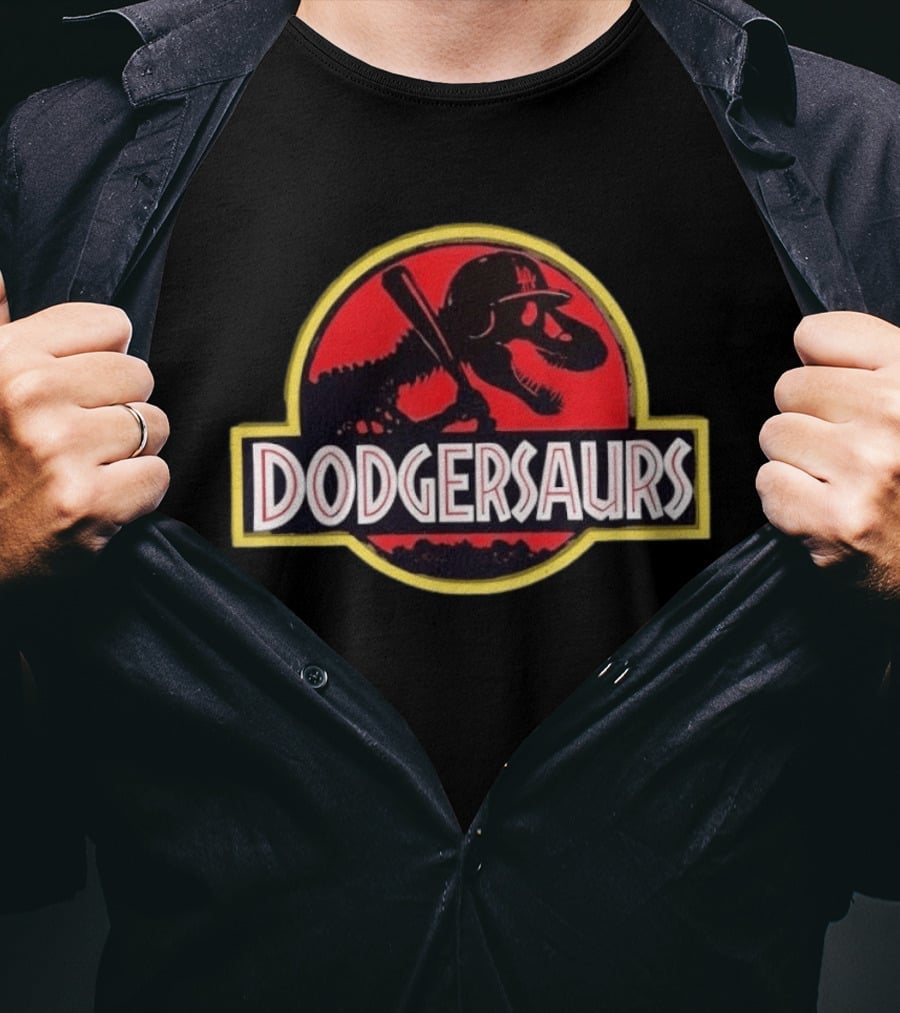 Dodgersaurs Los Angeles Dodgers Dinosaur Jurassic Mashup T-Shirt
