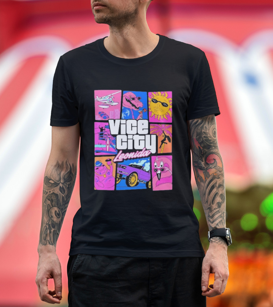 Vice City Leonida Sun Shades Crocodile Pink Car T-Shirt
