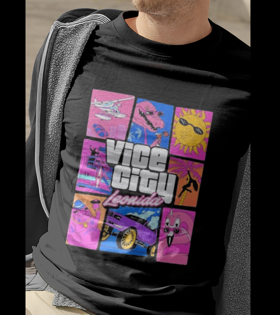 Vice City Leonida Sun Shades Crocodile Pink Car T-Shirt