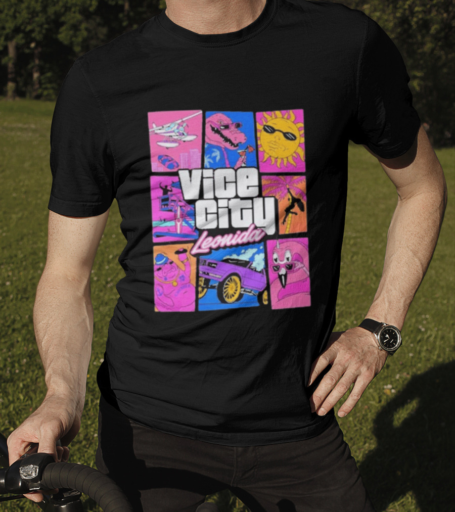Vice City Leonida Sun Shades Crocodile Pink Car T-Shirt