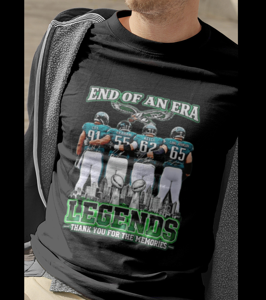 Philadelphia Eagles End Of An Era Legends Cox Graham Kelce Lane Johnson Thank You For The Memories T-Shirt