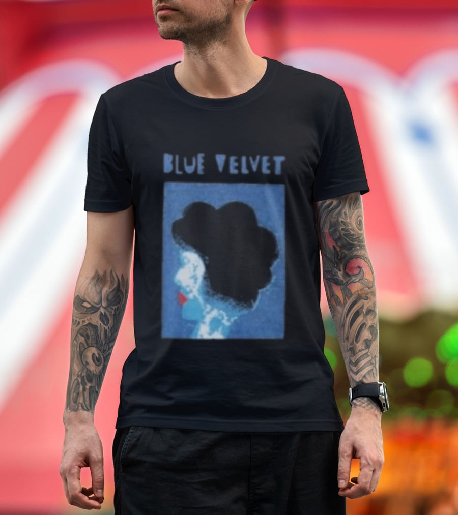 Blue Velvet Afro Silhouette Red Lips T-Shirt