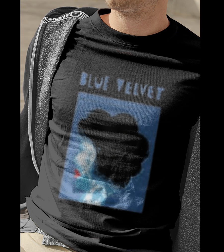 Blue Velvet Afro Silhouette Red Lips T-Shirt