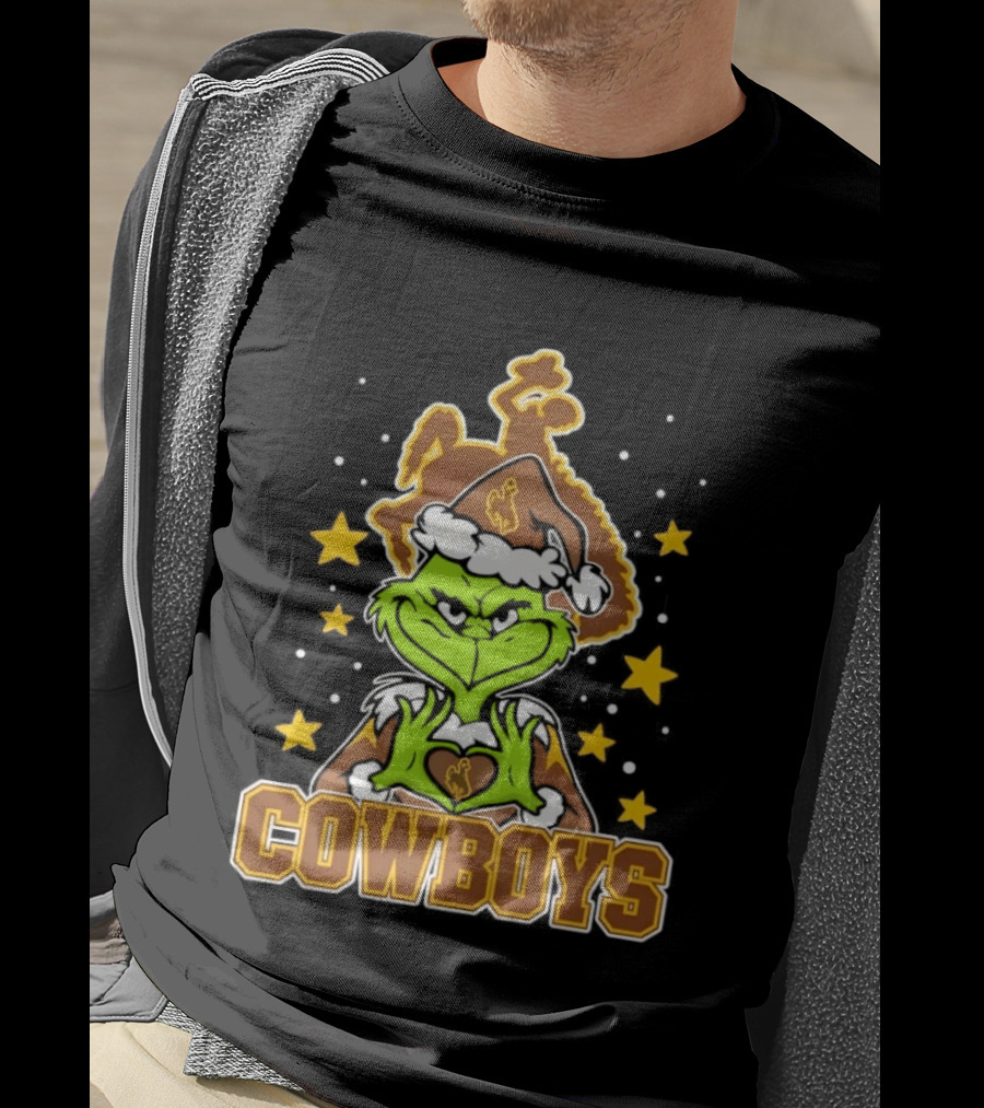 Grinch Cowboys Christmas Wyoming College Football T-Shirt