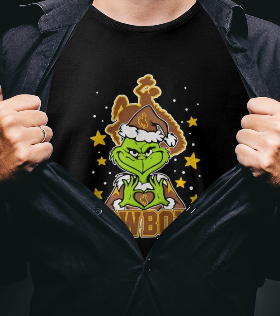 Grinch Cowboys Christmas Wyoming College Football T-Shirt