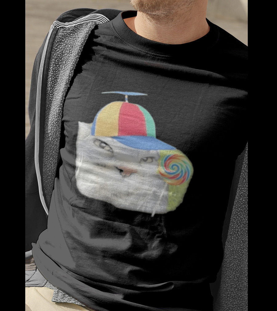 Silly Kitty Cat Candy Rainbow Cap Lollipop T-Shirt