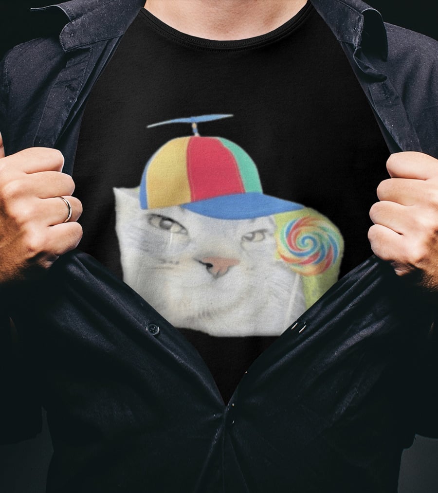 Silly Kitty Cat Candy Rainbow Cap Lollipop T-Shirt