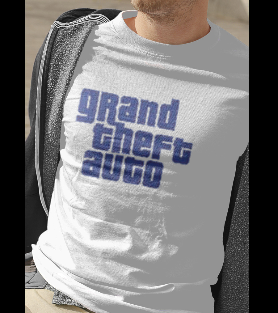Grand Theft Auto Vintage Text Graphic Blue Aesthetic T-Shirt
