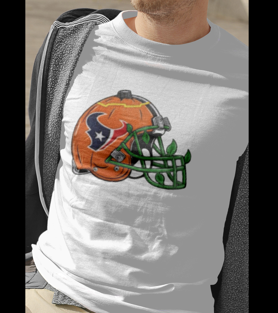 Houston Texans Pumpkin Helmet Halloween Football Fan T-Shirt