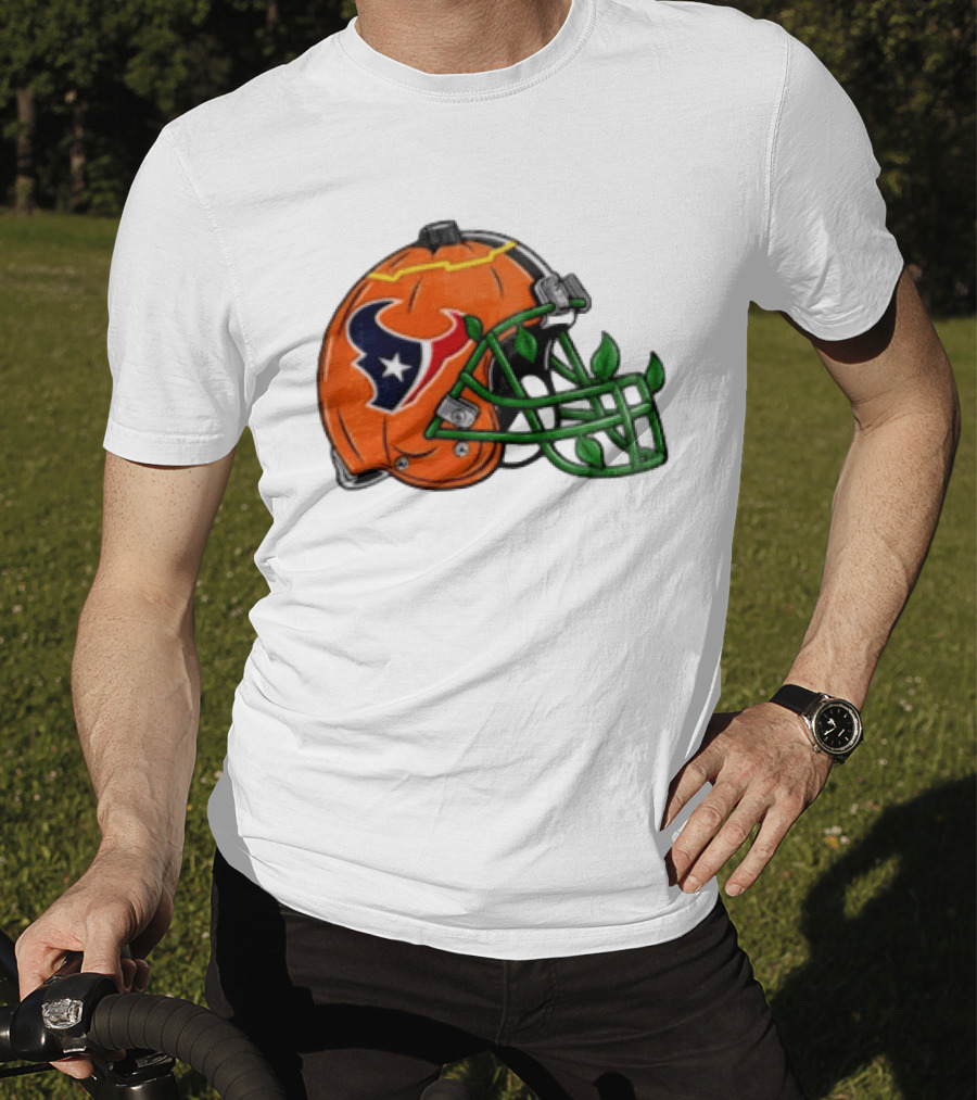 Houston Texans Pumpkin Helmet Halloween Football Fan T-Shirt