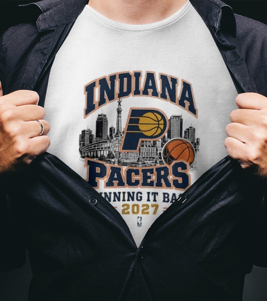 Indiana Pacers Running It Back 2027 NBA Basketball Skyline T-Shirt