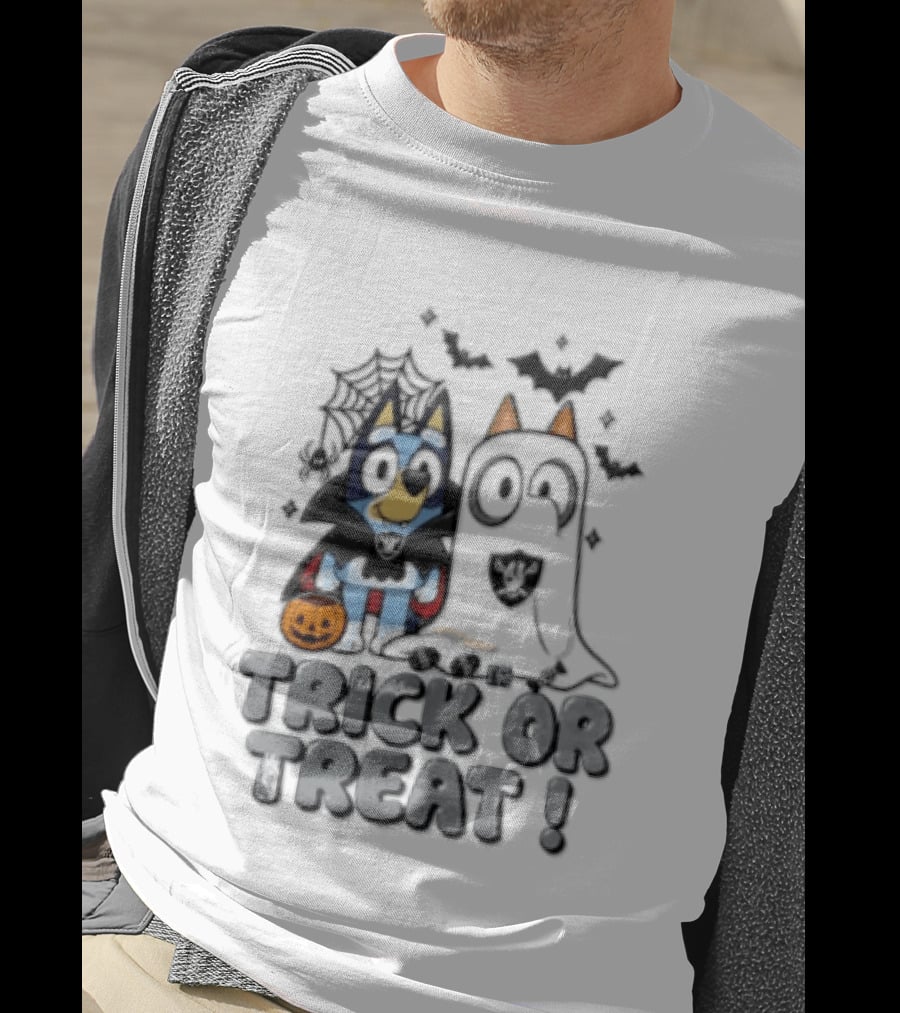 Las Vegas Raiders Bluey Trick Or Treat Halloween Costume Party T-Shirt