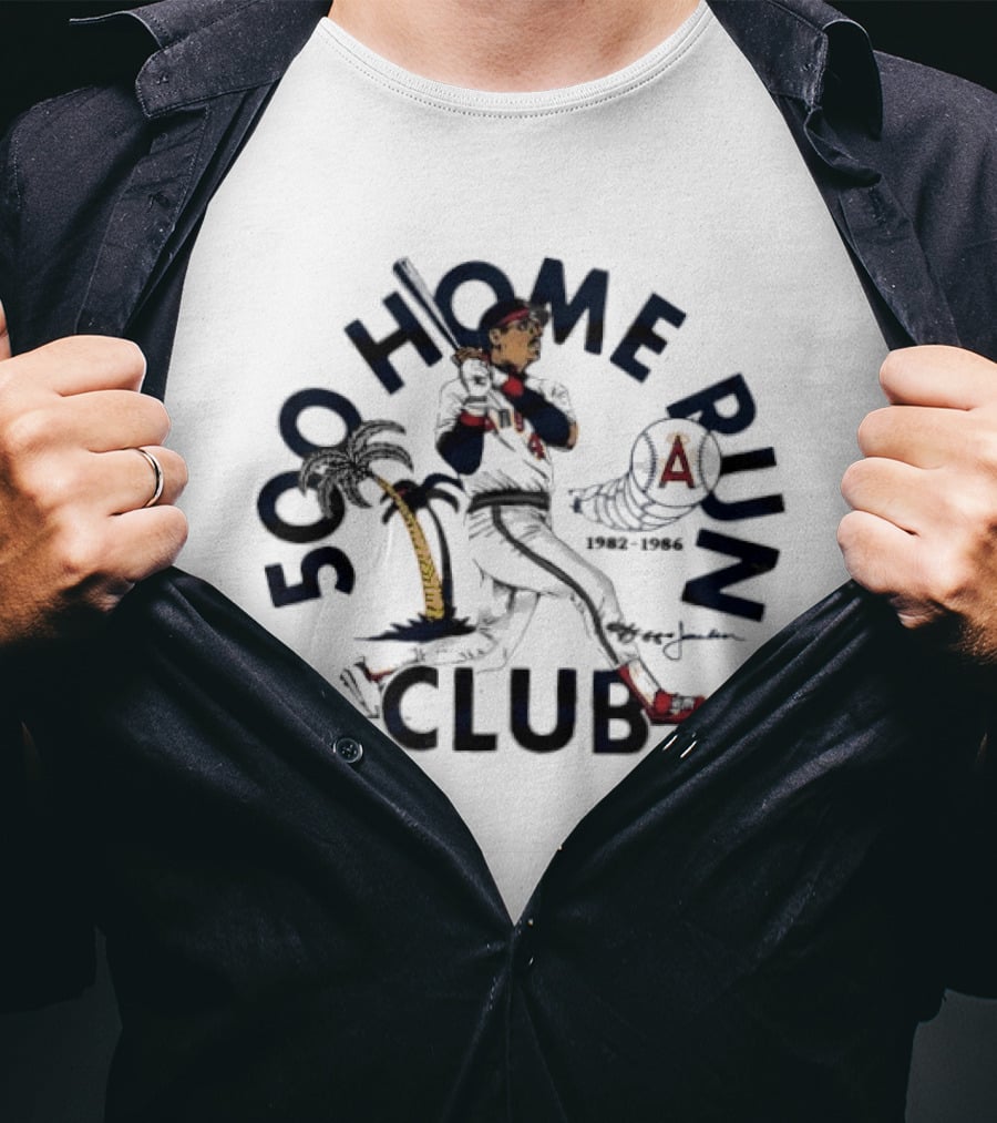 Los Angeles Angels Reggie Jackson 500 Home Run Club California 1982 T-Shirt
