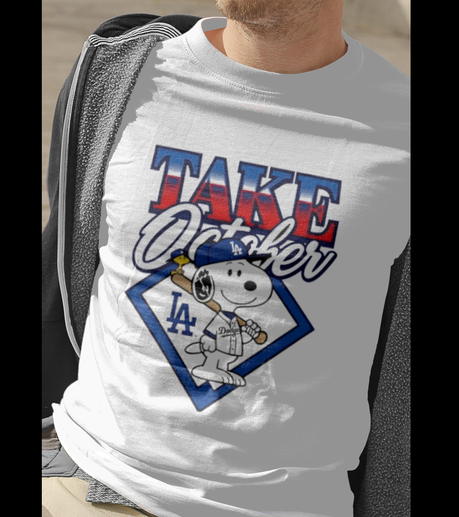 Los Angeles Dodgers Take October Snoopy Baseball Collaboration T-Shirt