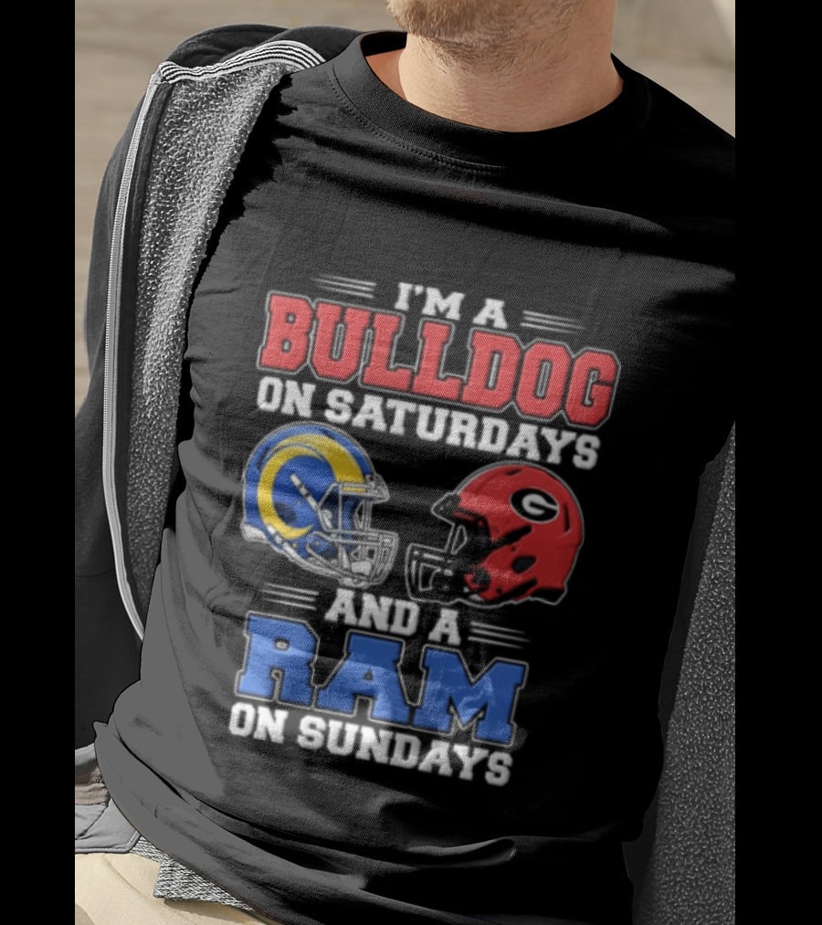 I'm A Bulldog On Saturdays And A Ram On Sundays Football Helmets T-Shirt