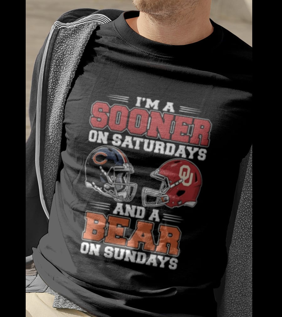 I'm A Sooner On Saturdays And A Bear On Sundays Football Helmets T-Shirt