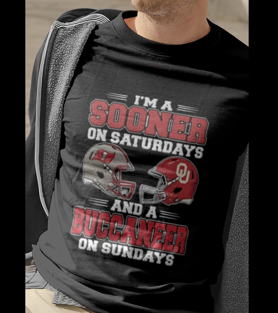 I'm A Sooner On Saturdays And A Buccaneer On Sundays Football Helmets T-Shirt
