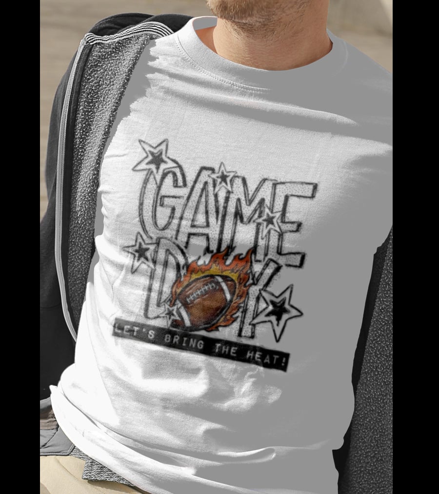 Game Day Football Let's Bring The Heat Flames Stars T-Shirt