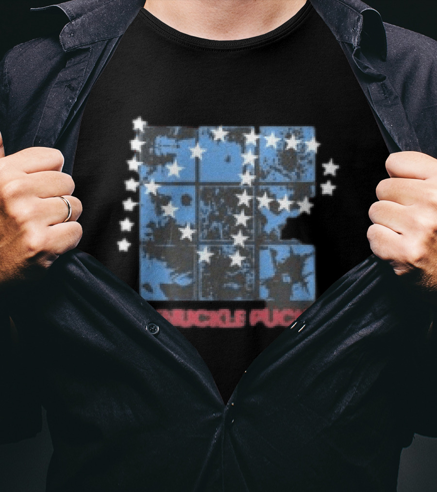 Knuckle Puck Faded Black Stars Blue Grid T-Shirt
