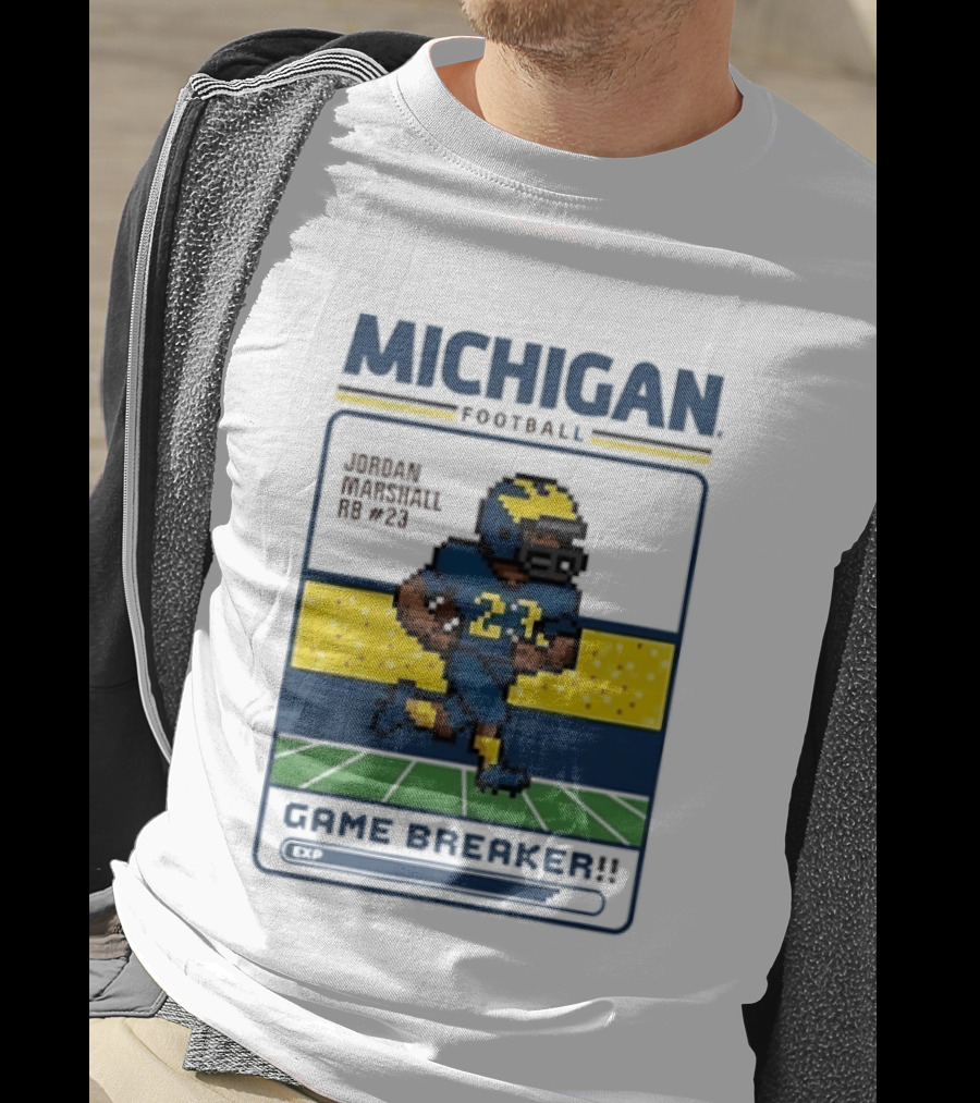 Jordan Marshall Michigan Football Game Breaker Pixel Art #21 T-Shirt