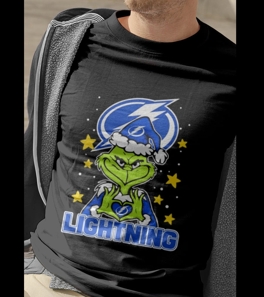 Tampa Bay Lightning Christmas Grinch Holiday Fan T-Shirt