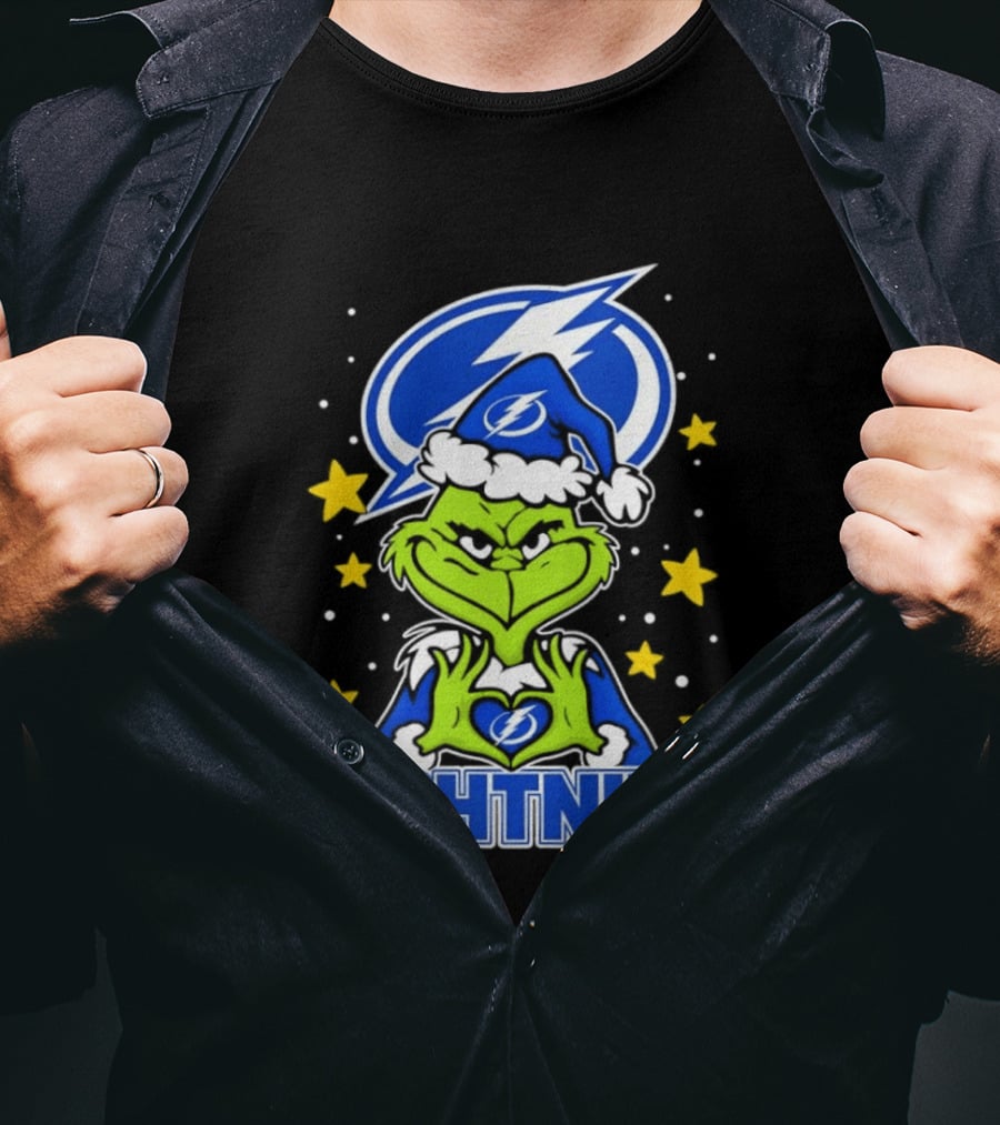 Tampa Bay Lightning Christmas Grinch Holiday Fan T-Shirt