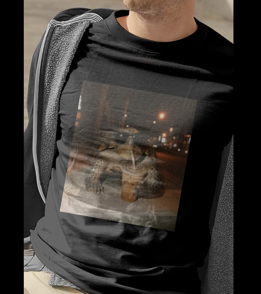 Turtle Wearing Sunglasses Drinking Iced Coffee At Night T-Shirt
