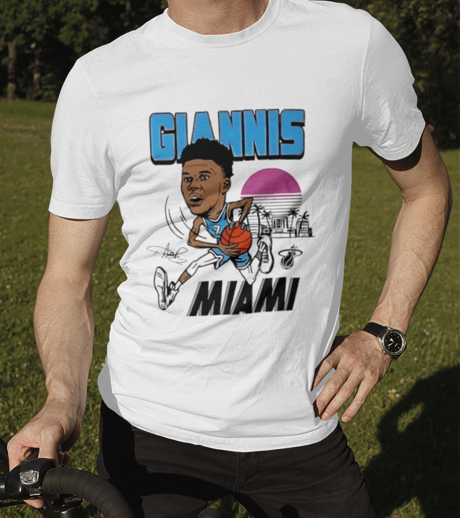 Giannis Antetokounmpo Vice City Miami Heat Caricature T-Shirt