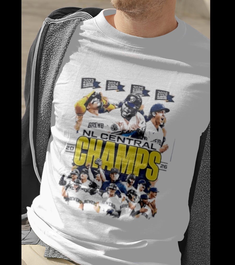 Milwaukee Brewers 2026 NL Central Champs Banner With Team Players T-Shirt