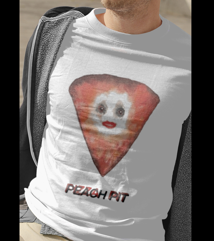Peach Pit Pizza Slice Clown Face T-Shirt