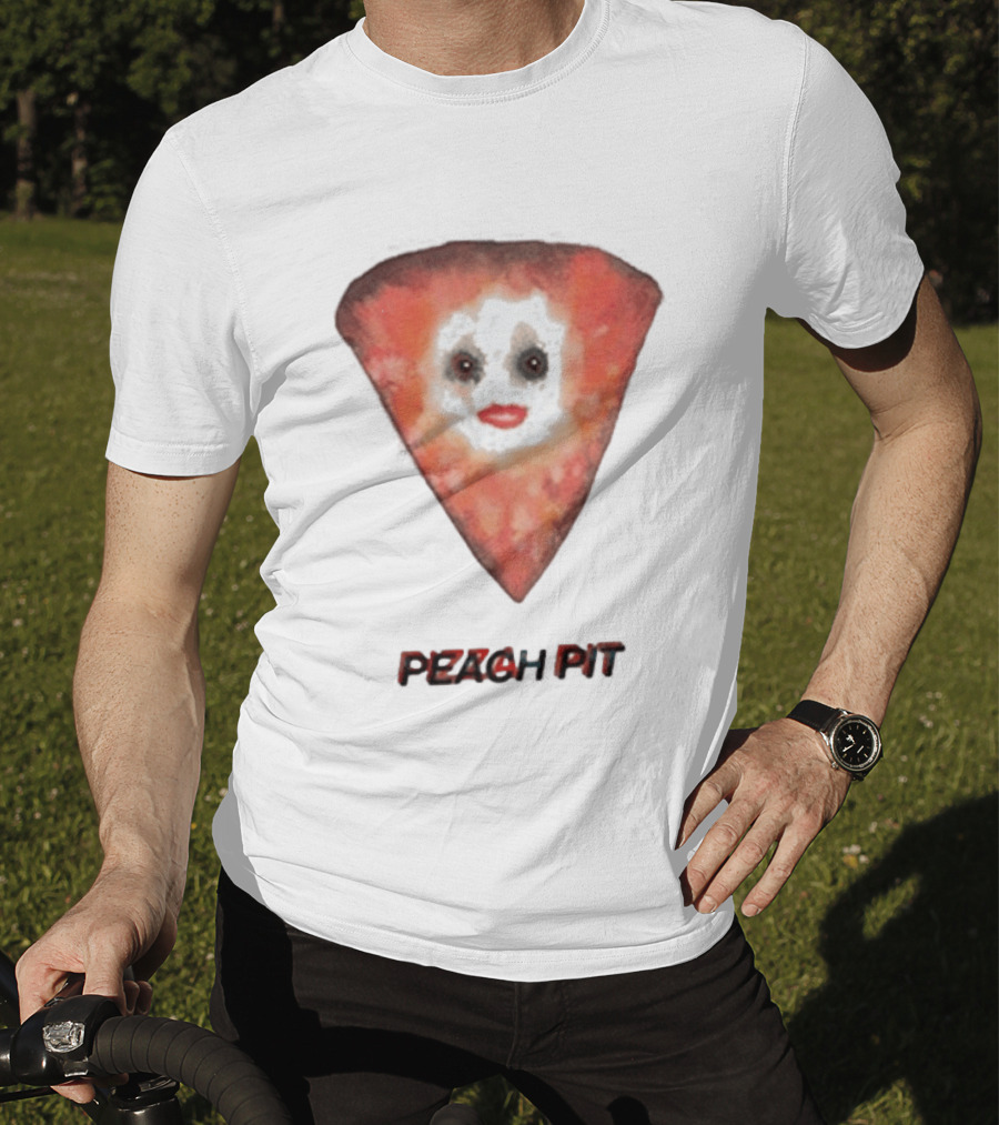 Peach Pit Pizza Slice Clown Face T-Shirt