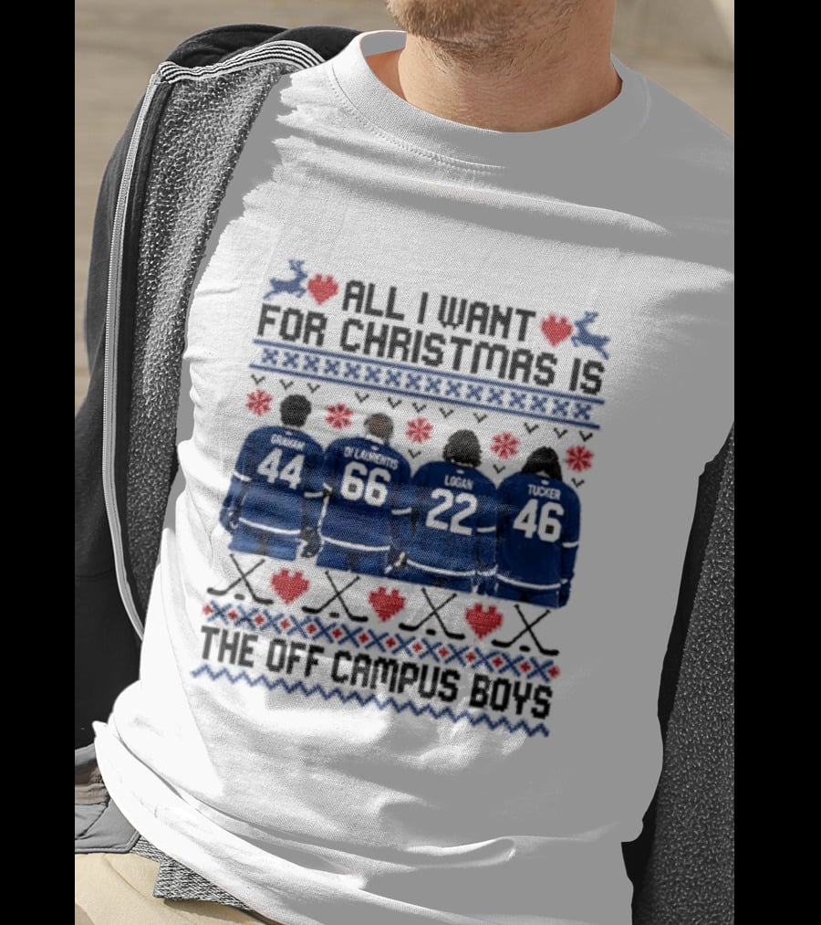 Toronto Maple Leafs All I Want For Christmas Is The Off Campus Boys Ugly Christmas Sweater T-Shirt