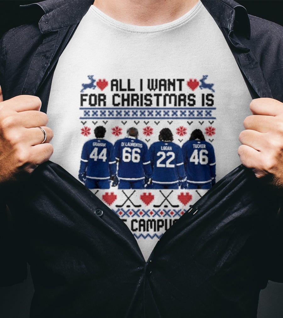 Toronto Maple Leafs All I Want For Christmas Is The Off Campus Boys Ugly Christmas Sweater T-Shirt