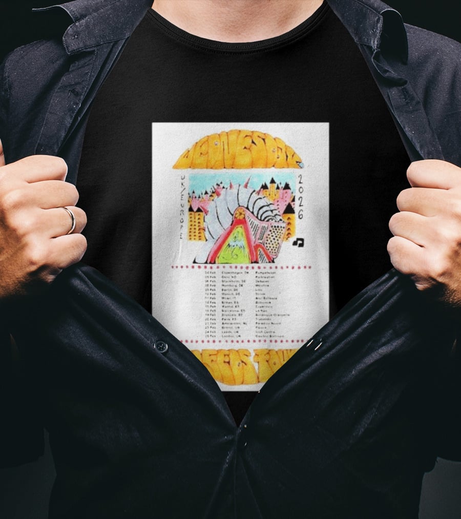 Wednesday UK & Europe 2026 Tour Dates With Colorful Knight Art And Music Note T-Shirt