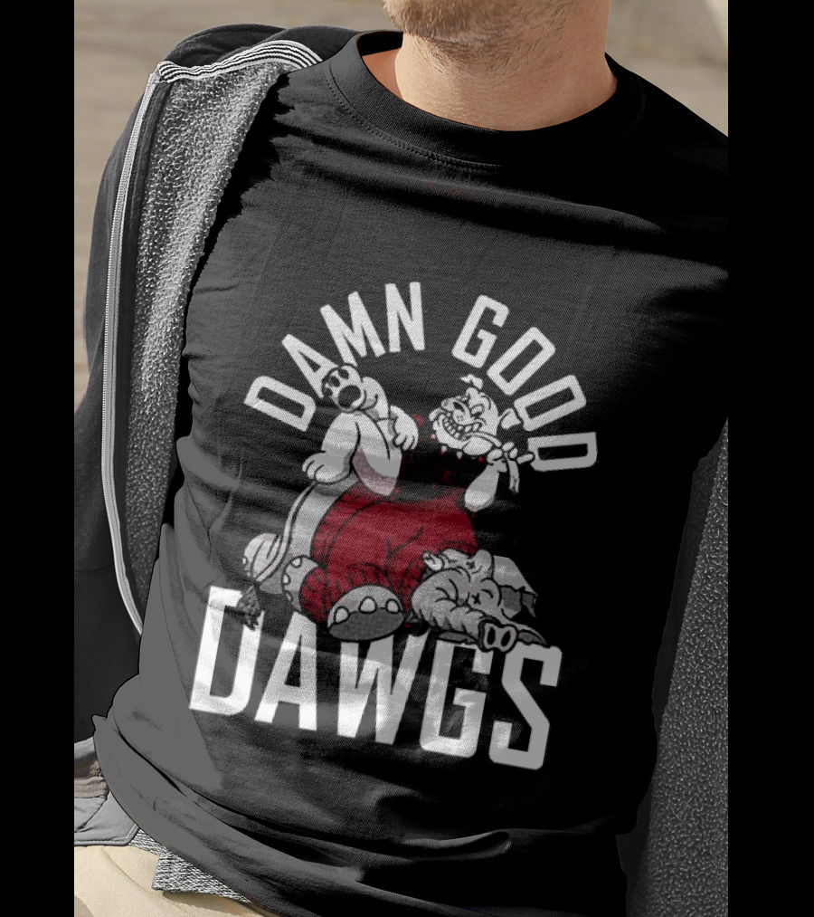 Georgia Bulldogs Damn Good Dawgs Alabama Crimson Tide Rivals Cartoon T-Shirt